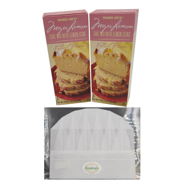 Meyer Lemon Cake Mix Bundle Includes Two 19 Oz Boxes of Trader Joe’s Meyer Lemon Cake Mix With Lemon Icing and a Sunivale Chef Hat. Each Box Makes 1 Loaf For 2 Loaves Total! Enjoy Summer Flavors!